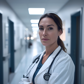 站在医院长廊的医生美女图片